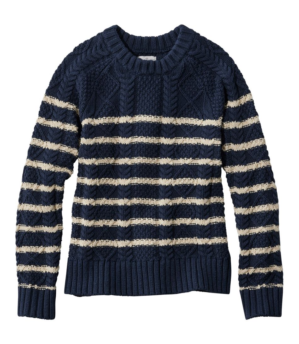 Women's Signature Cotton Fisherman Sweater Crewneck Stripe