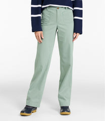 Women's Comfort Stretch Patch Pocket Pants Mid-Rise Wide Straight-Leg Chino