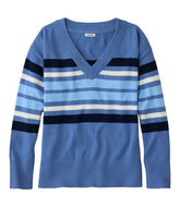 Women's Cotton/Cashmere Sweater V-Neck Stripe
