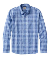 Long-Sleeve Plaid Men's Comfort Stretch Performance® Chambray Shirt Slightly Fitted Untucked Fit