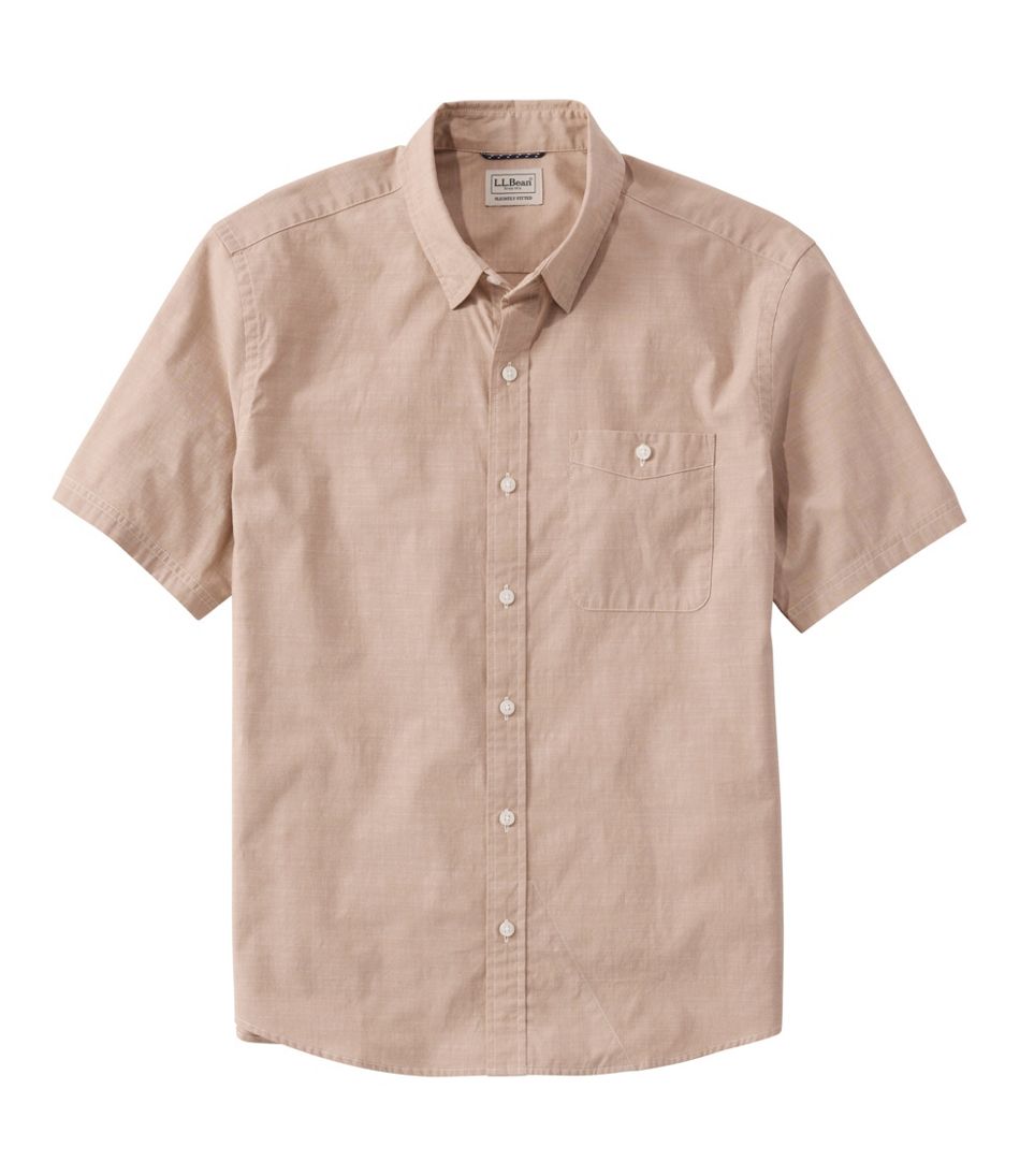 Slightly Fitted Untucked Fit Men's Comfort Stretch Performance® Chambray Shirt Short-Sleeve