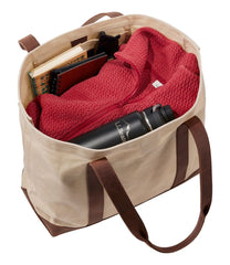 Leather-Trim Waxed Canvas Tote