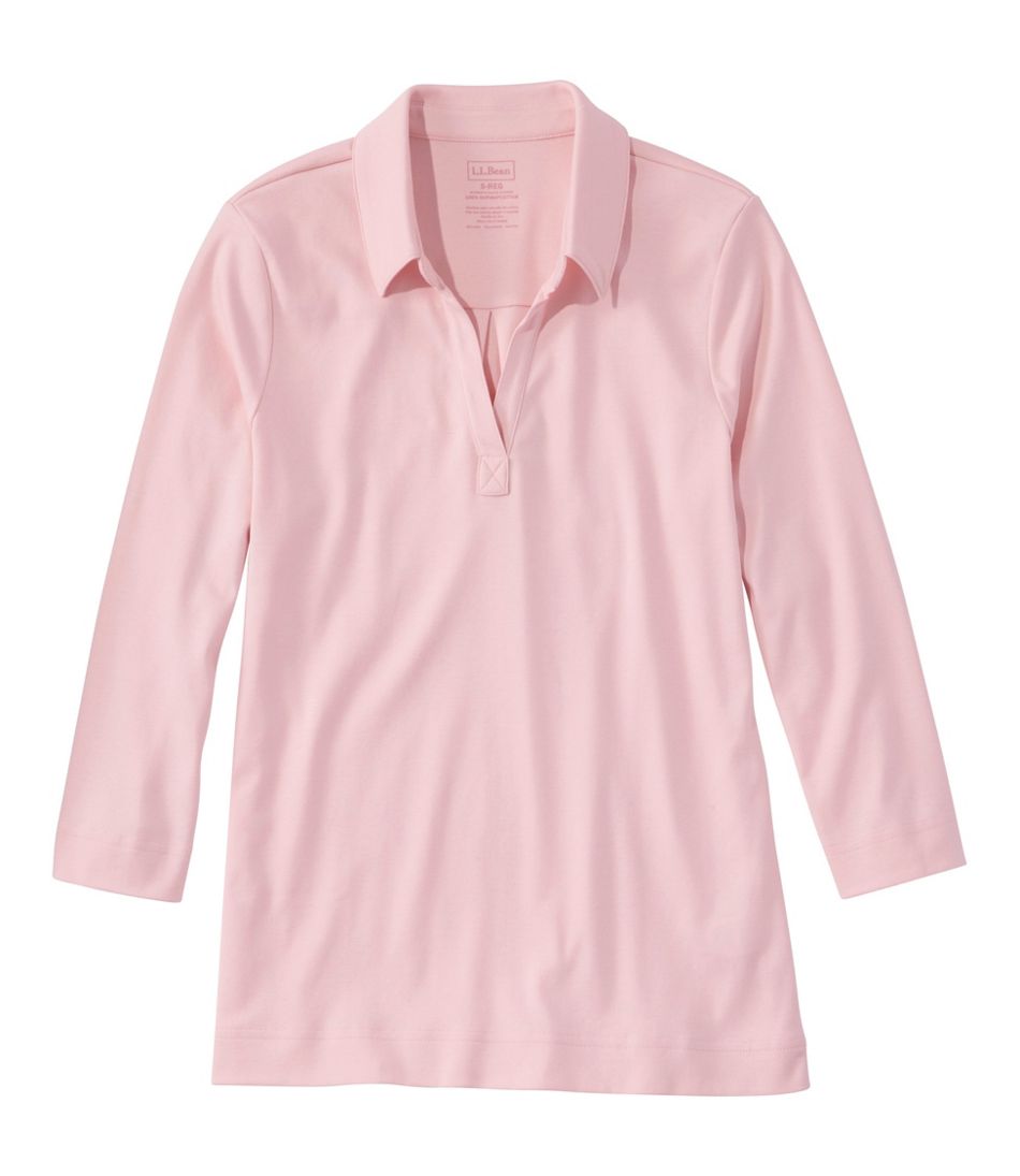 Women's Pima Cotton Tee Three-Quarter-Sleeve Polo