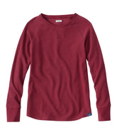 Long-Sleeve Crewneck Women's Unshrinkable Mini-Waffle Tee