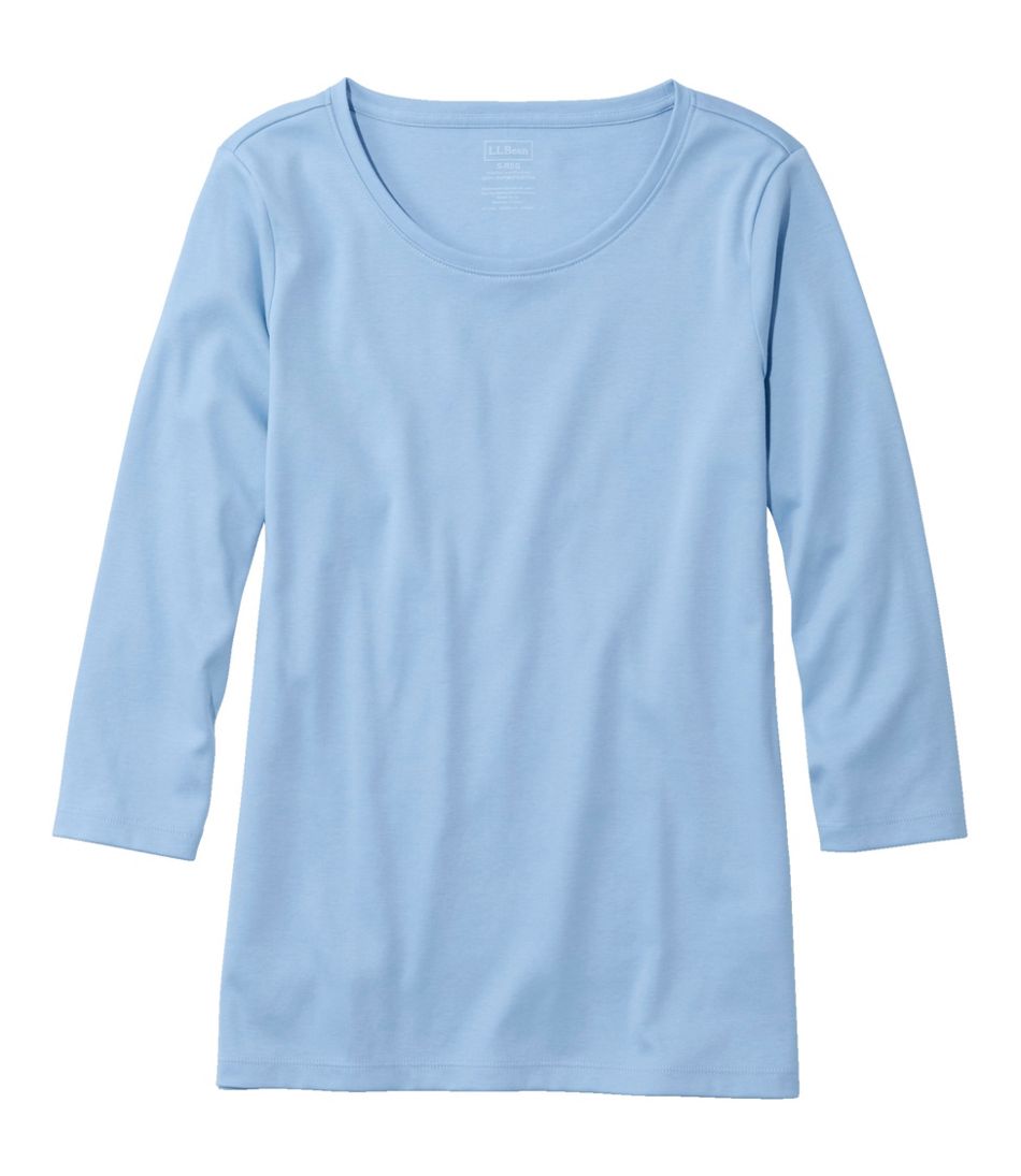 Three-Quarter-Sleeve Jewelneck Women's Pima Cotton Shaped Tee