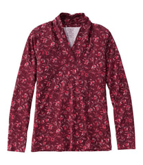 Women's Pima Cotton Tee Shawl Long-Sleeve Print