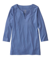 Women's Pima Cotton Tunic Three-Quarter-Sleeve Splitneck