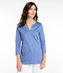 Women's Pima Cotton Tunic Three-Quarter-Sleeve Splitneck