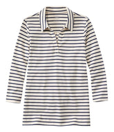 Women's Pima Cotton Tee Three-Quarter-Sleeve Polo Stripe