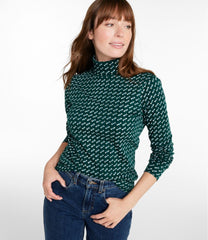 Long-Sleeve Allover Print Women's L.L.Bean Interlock Turtleneck