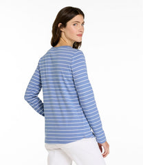 Women's L.L.Bean V-Neck Henley Long-Sleeve Stripe