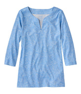 Women's Pima Cotton Tunic Three-Quarter-Sleeve Splitneck Print
