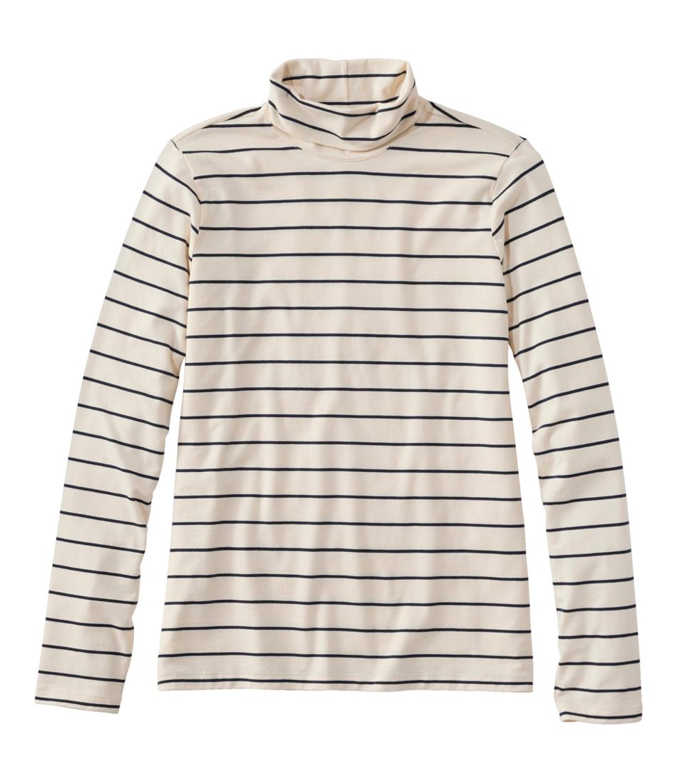 Women's Soft Stretch Supima-Blend Tee Turtleneck Stripe