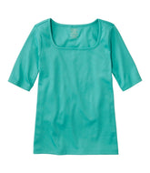 Women's Pima Cotton Tee Soft Squareneck Elbow-Sleeve
