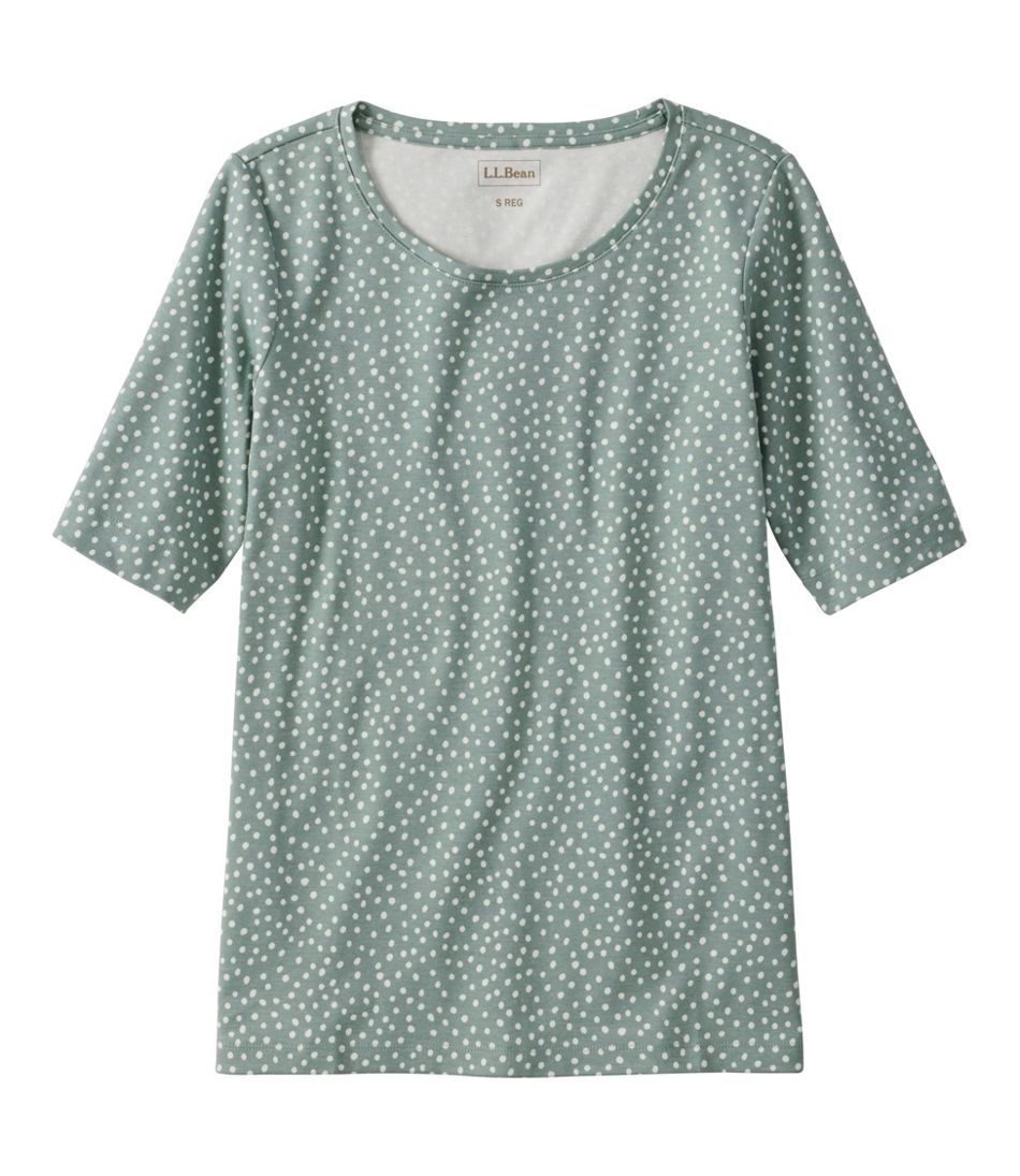 Elbow-Sleeve Print Women's L.L.Bean Jewelneck Tee