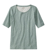Elbow-Sleeve Print Women's L.L.Bean Jewelneck Tee