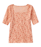 Women's Pima Cotton Tee Soft Squareneck Elbow-Sleeve