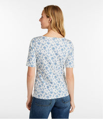Women's Pima Cotton Tee Soft Squareneck Elbow-Sleeve
