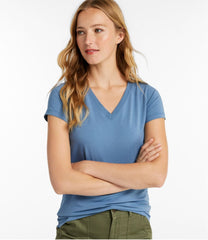 Women's Soft Stretch Supima-Blend Tee Short-Sleeve V-Neck