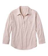 Three-Quarter-Sleeve Splitneck Polo Women's Linen/Cotton Tee