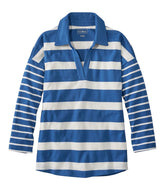 Splitneck Polo Three-Quarter-Sleeve Women's Heritage Mariner Top Block Stripe