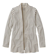 Women's Pima Cotton Open Cardigan With Pockets Stripe