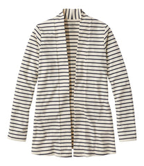 Women's Pima Cotton Open Cardigan With Pockets Stripe