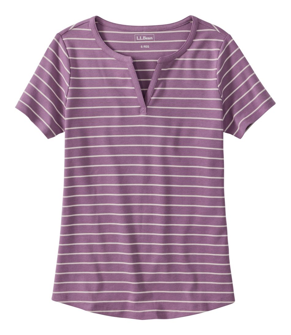 Short-Sleeve Notch-Neck Stripe Women's L.L.Bean Tee