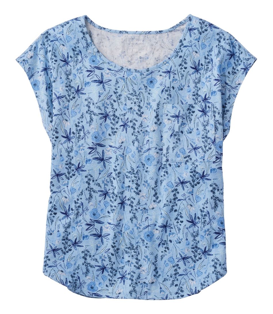 Short-Sleeve Scoopneck Print Women's Linen/Cotton Tee