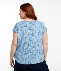 Short-Sleeve Scoopneck Print Women's Linen/Cotton Tee