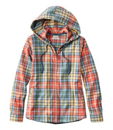 Women's Scotch Plaid Flannel Shirt Relaxed Zip Hoodie