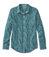 Women's Wrinkle-Free Pinpoint Oxford Shirt Relaxed Fit Long-Sleeve Print