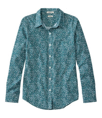Women's Wrinkle-Free Pinpoint Oxford Shirt Relaxed Fit Long-Sleeve Print