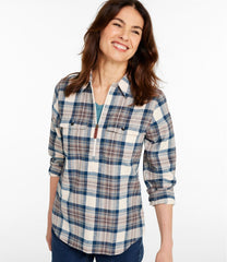 Quarter-Zip Women's Scotch Plaid Flannel Shirt
