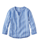 Women's Premium Washable Linen Shirt Splitneck Stripe