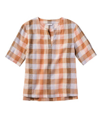 Women's Signature Linen-Blend Splitneck Shirt Short-Sleeve