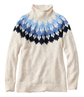 Funnelneck Pullover Fair Isle Women's Cotton Ragg Sweater