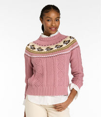 Women's Signature Cotton Fisherman Sweater Crewneck Novelty