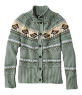 Short Cardigan Fair Isle Women's Signature Cotton Fisherman Sweater