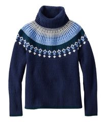 Turtleneck Fair Isle Women's SuperSoft Waffle Sweater
