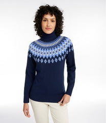 Women's Cotton/Cashmere Sweater Turtleneck Fair Isle