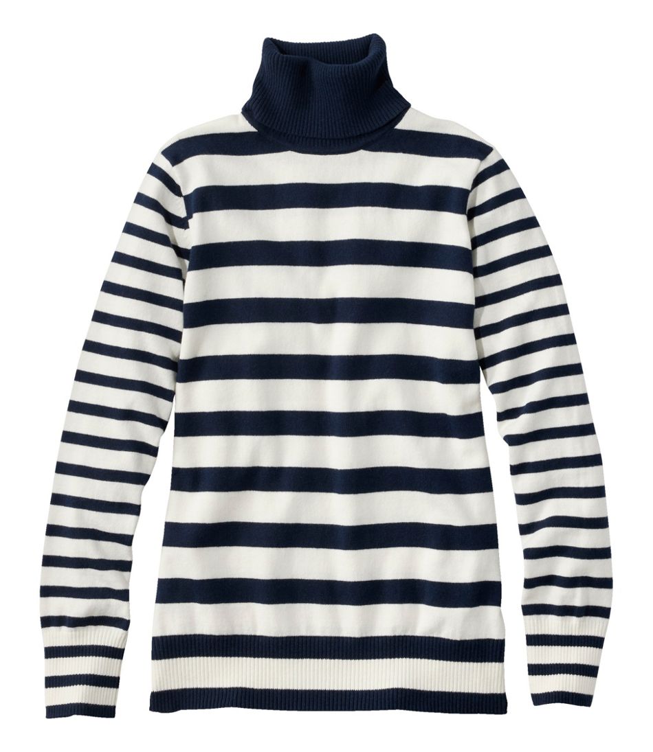 Women's Cotton/Cashmere Sweater Turtleneck Stripe