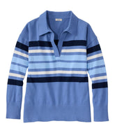 Women's Cotton/Cashmere Sweater Polo Stripe
