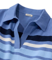 Women's Cotton/Cashmere Sweater Polo Stripe