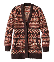 Women's Cotton Ragg Sweater Open Cardigan Fair Isle