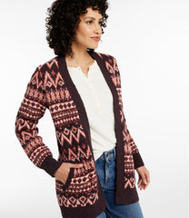 Women's Cotton Ragg Sweater Open Cardigan Fair Isle