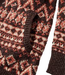 Women's Cotton Ragg Sweater Open Cardigan Fair Isle