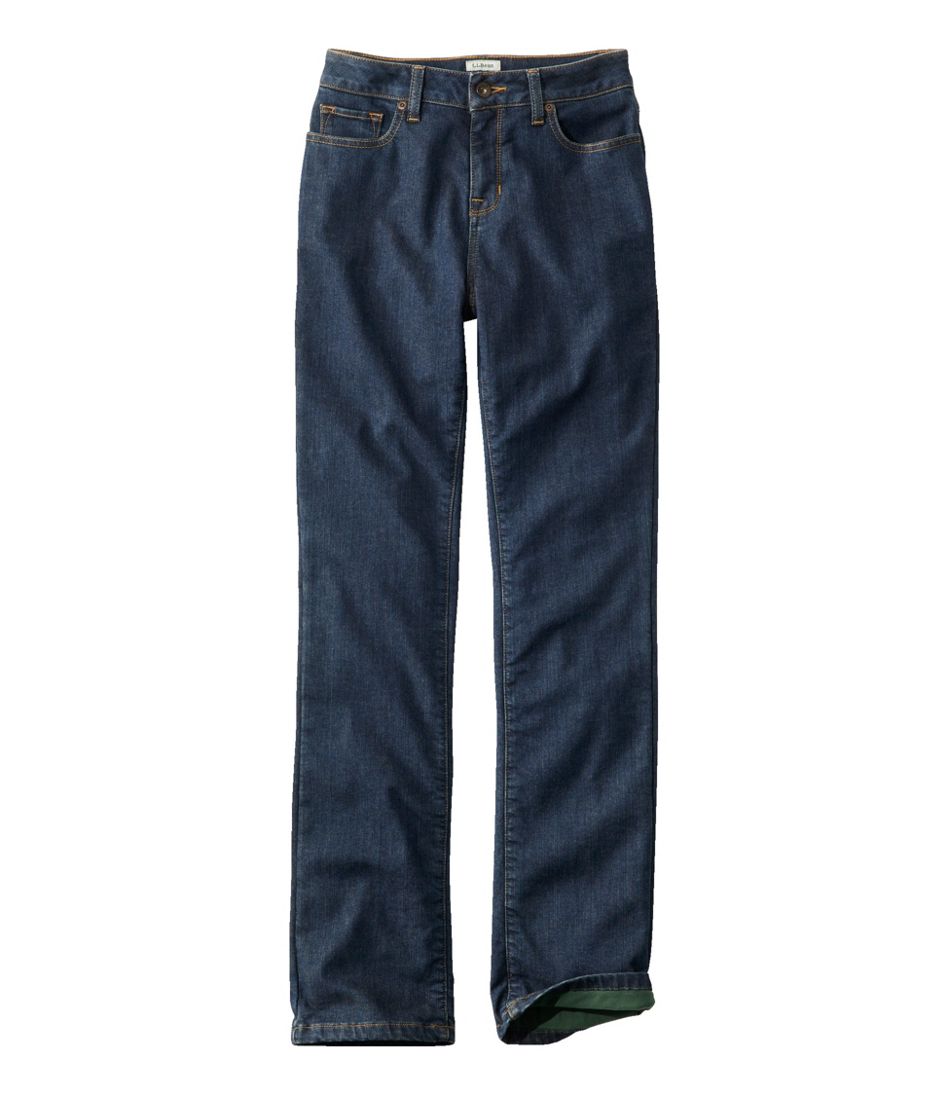 Women's True Shape Jeans High-Rise Straight-Leg Fleece-Lined