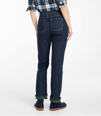 Women's True Shape Jeans High-Rise Straight-Leg Fleece-Lined