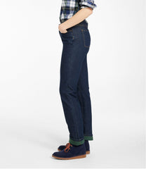Women's True Shape Jeans High-Rise Straight-Leg Fleece-Lined